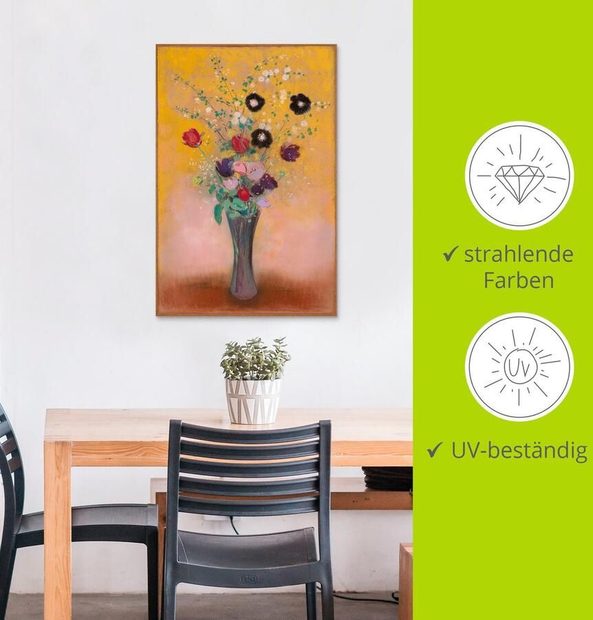 Artland Aluminium dibond print Vaas met bloemen. 1916 geschikt voor binnen en buiten buitenafbeelding - Foto 3