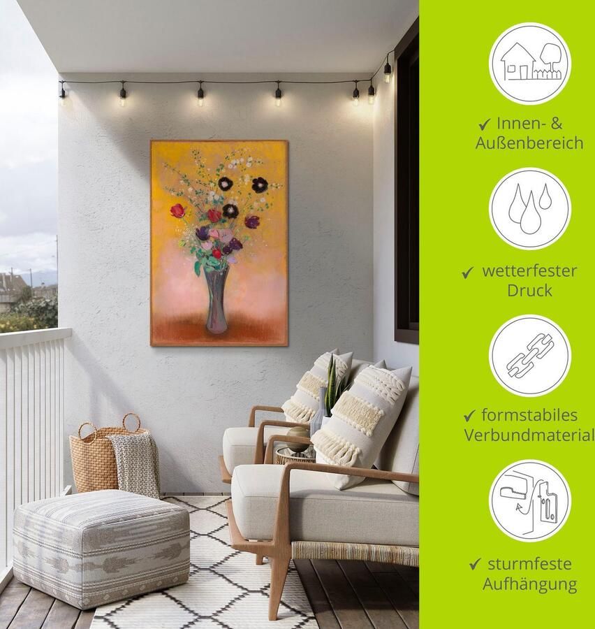 Artland Aluminium dibond print Vaas met bloemen. 1916 geschikt voor binnen en buiten buitenafbeelding - Foto 5