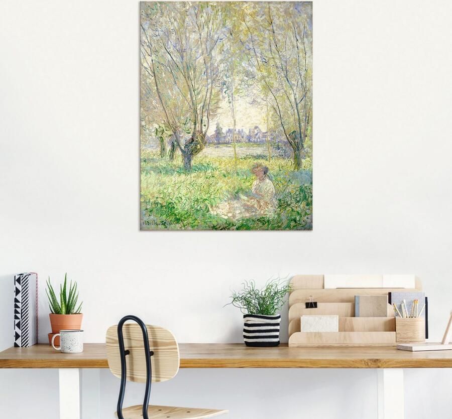 Artland Aluminium dibond print Zittende vrouw onder wilgen. 1880 geschikt voor binnen en buiten buitenafbeelding - Foto 6