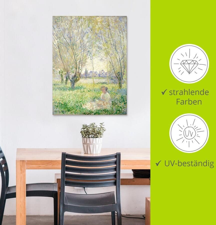 Artland Aluminium dibond print Zittende vrouw onder wilgen. 1880 geschikt voor binnen en buiten buitenafbeelding - Foto 3