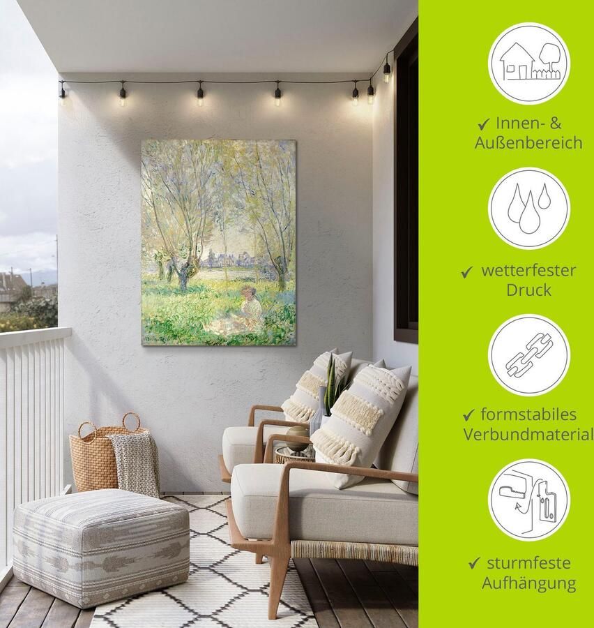 Artland Aluminium dibond print Zittende vrouw onder wilgen. 1880 geschikt voor binnen en buiten buitenafbeelding - Foto 5