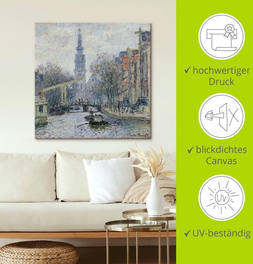 Artland Artprint Aanzicht van Amsterdam met kanaal. 1874 als artprint op linnen poster in verschillende formaten maten - Foto 2