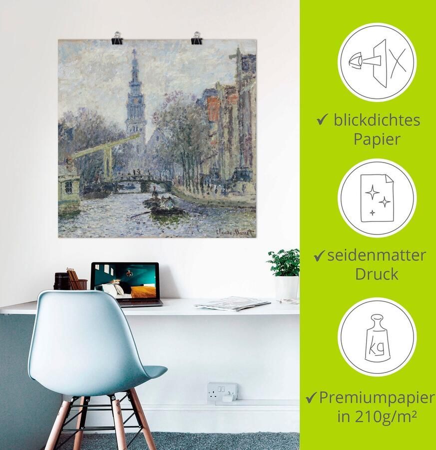 Artland Artprint Aanzicht van Amsterdam met kanaal. 1874 als artprint op linnen poster in verschillende formaten maten - Foto 2