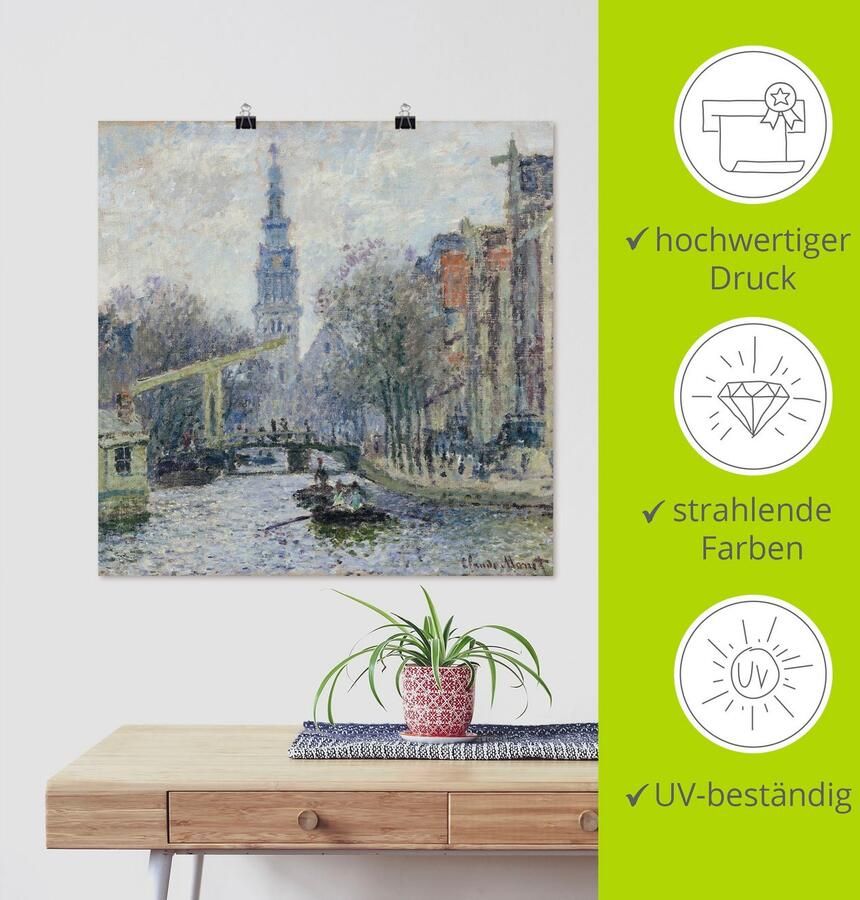 Artland Artprint Aanzicht van Amsterdam met kanaal. 1874 als artprint op linnen poster in verschillende formaten maten - Foto 3