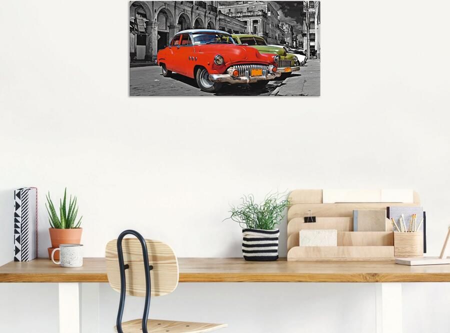 Artland Artprint Aanzicht van kleurrijke havanna auto s als artprint van aluminium artprint op linnen muursticker verschillende maten - Foto 7