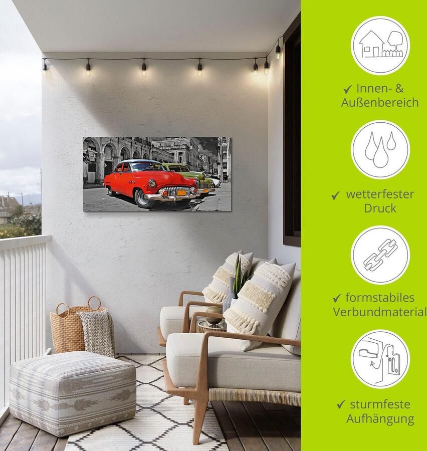 Artland Artprint Aanzicht van kleurrijke havanna auto s als artprint van aluminium artprint op linnen muursticker verschillende maten - Foto 4
