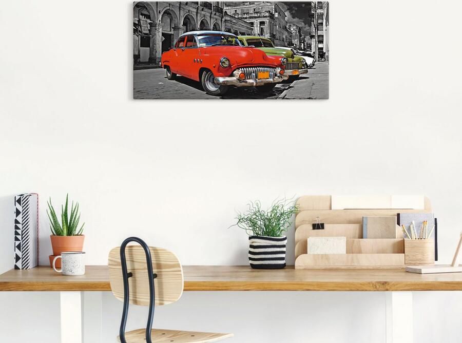 Artland Artprint Aanzicht van kleurrijke havanna auto s als artprint van aluminium artprint op linnen muursticker verschillende maten - Foto 6