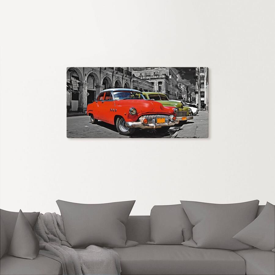 Artland Artprint Aanzicht van kleurrijke havanna auto s als artprint van aluminium artprint op linnen muursticker verschillende maten - Foto 2