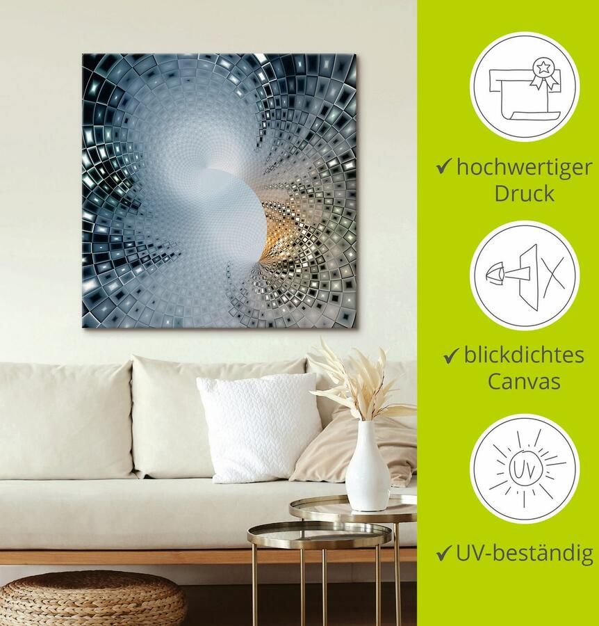 Artland Artprint Abstract in blauw & goudkleur als artprint van aluminium artprint voor buiten artprint op linnen in verschillende maten - Foto 2