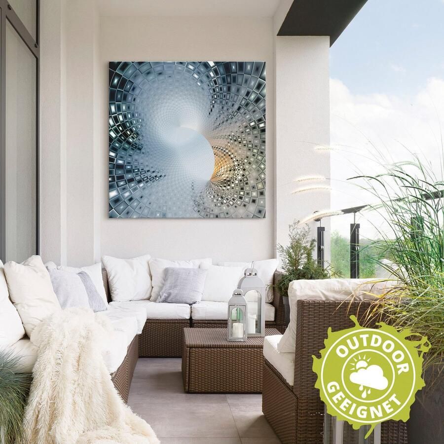 Artland Artprint Abstract in blauw & goudkleur als artprint van aluminium artprint voor buiten artprint op linnen in verschillende maten