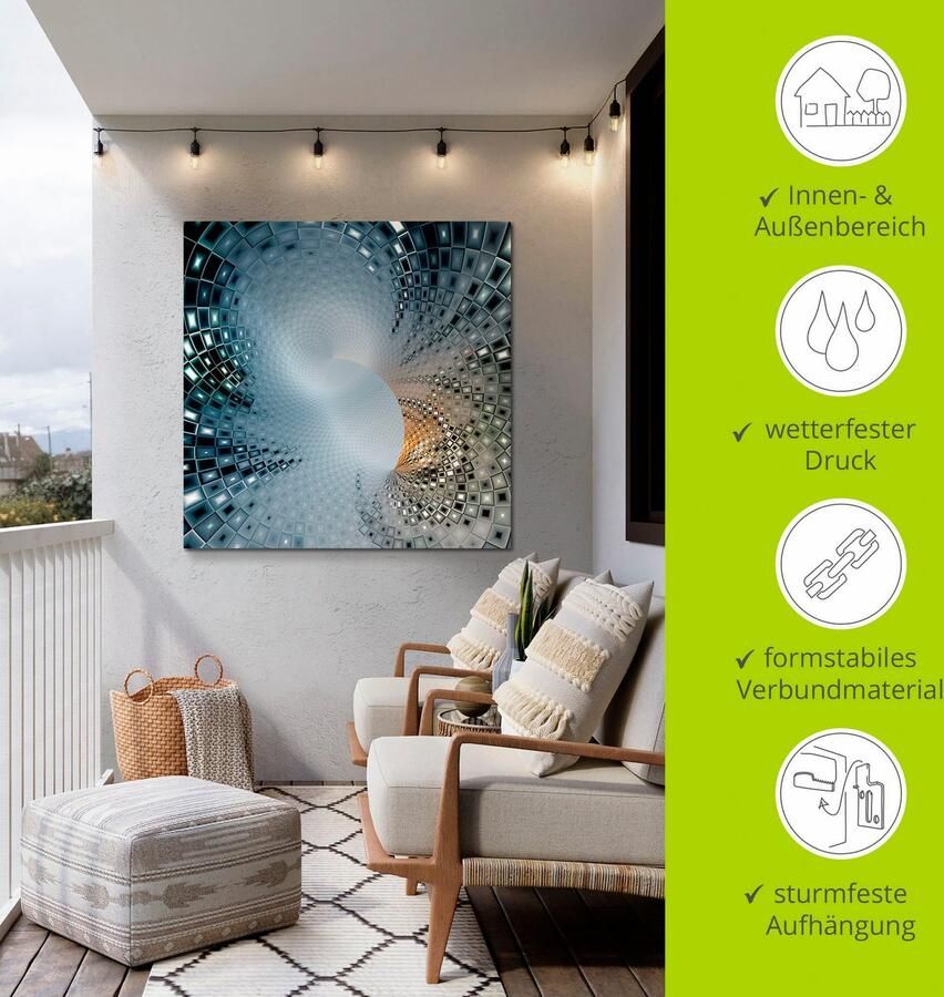 Artland Artprint Abstract in blauw & goudkleur als artprint van aluminium artprint voor buiten artprint op linnen in verschillende maten - Foto 3