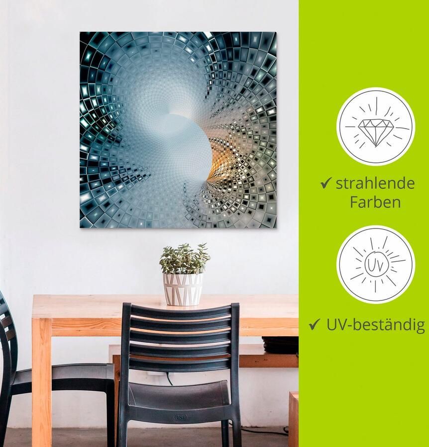 Artland Artprint Abstract in blauw & goudkleur als artprint van aluminium artprint voor buiten artprint op linnen in verschillende maten - Foto 2