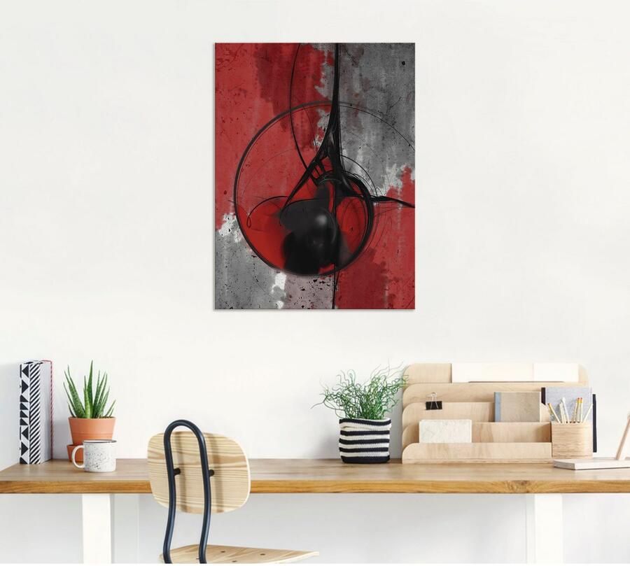 Artland Artprint Abstract in rood en zwart als artprint van aluminium artprint voor buiten artprint op linnen poster in verschillende maten. maten - Foto 6
