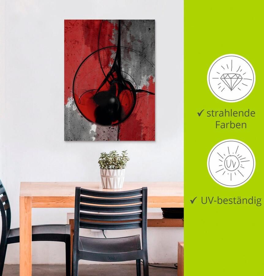 Artland Artprint Abstract in rood en zwart als artprint van aluminium artprint voor buiten artprint op linnen poster in verschillende maten. maten - Foto 3