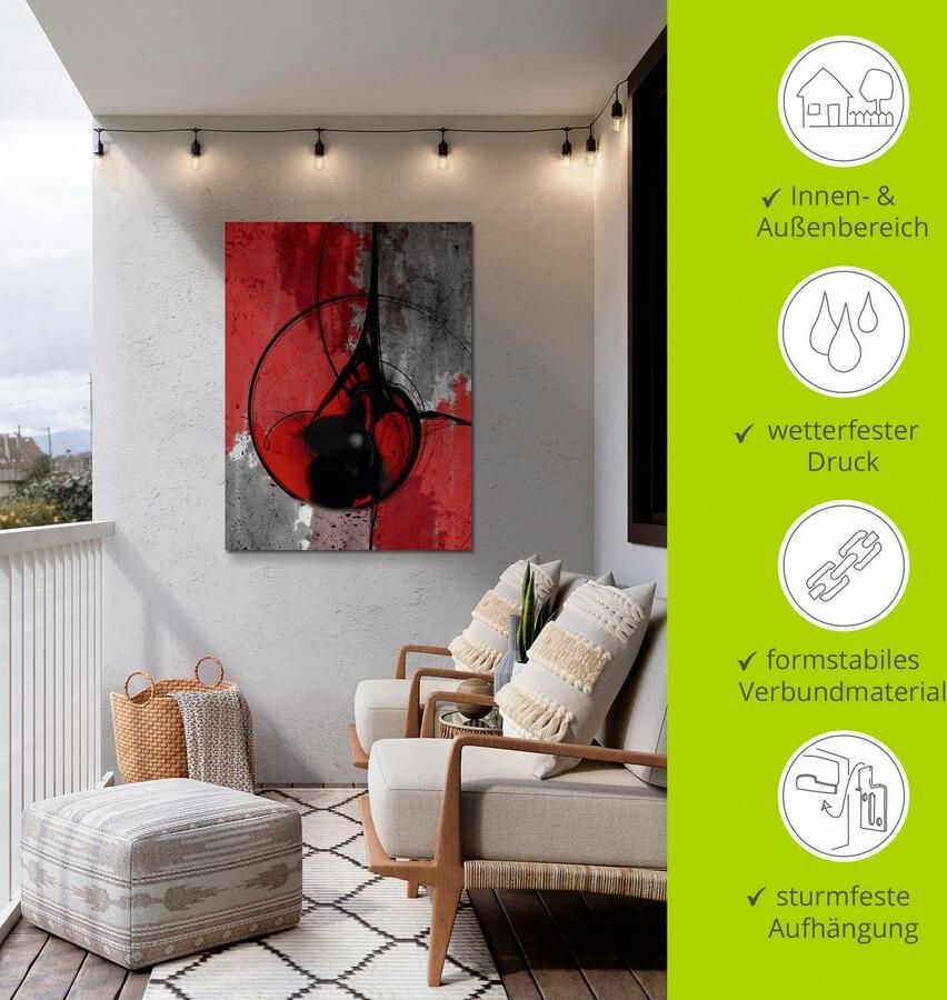 Artland Artprint Abstract in rood en zwart als artprint van aluminium artprint voor buiten artprint op linnen poster in verschillende maten. maten - Foto 4