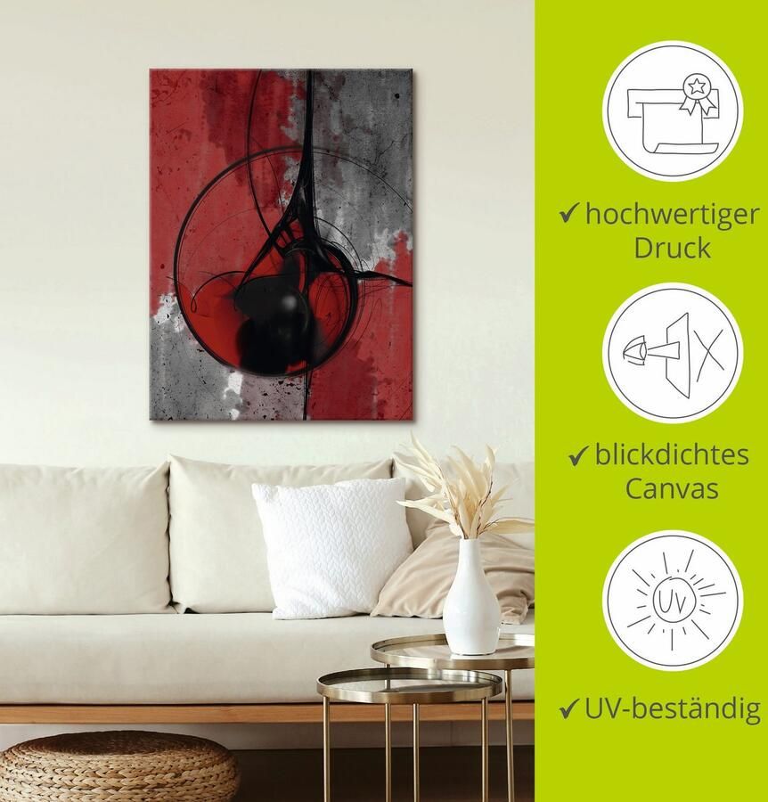 Artland Artprint Abstract in rood en zwart als artprint van aluminium artprint voor buiten artprint op linnen poster in verschillende maten. maten - Foto 2
