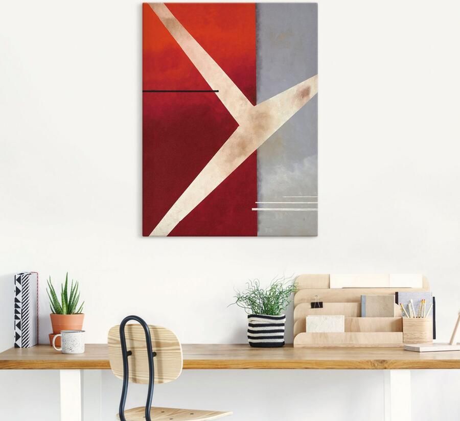 Artland Artprint Abstract in rood grijs als artprint op linnen poster in verschillende formaten maten - Foto 5