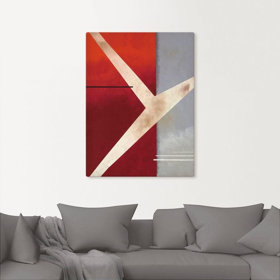 Artland Artprint Abstract in rood grijs als artprint op linnen poster in verschillende formaten maten - Foto 2