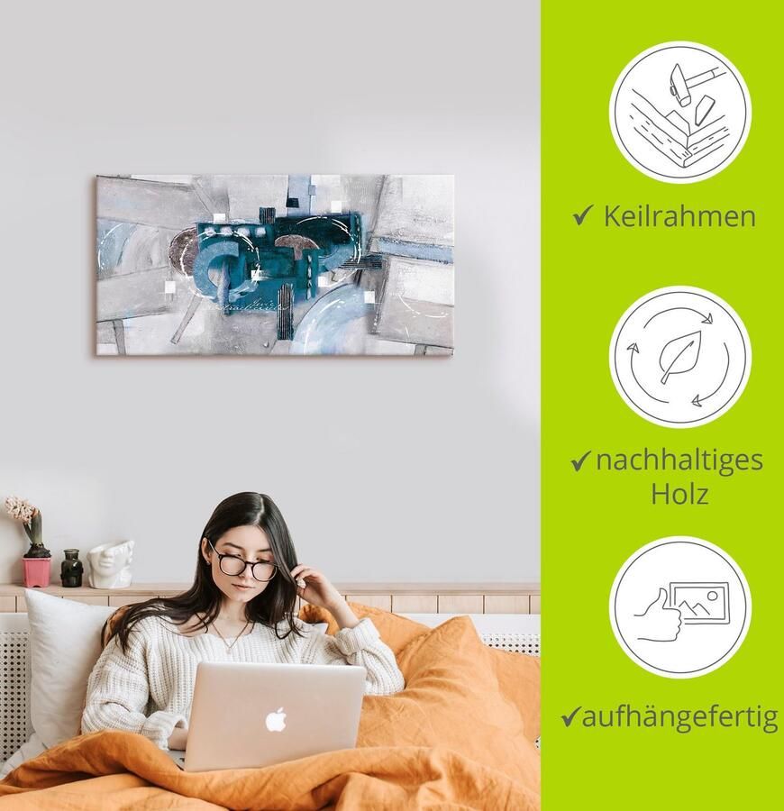 Artland Artprint Abstracte blauwe rondjes als artprint van aluminium artprint voor buiten artprint op linnen poster muursticker - Foto 2