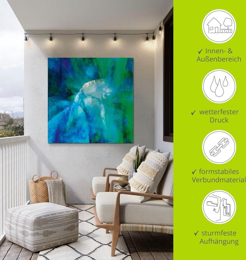 Artland Artprint Abstracte compositie in turquoise als artprint van aluminium artprint voor buiten artprint op linnen in verschillende maten - Foto 4
