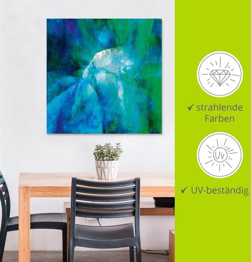 Artland Artprint Abstracte compositie in turquoise als artprint van aluminium artprint voor buiten artprint op linnen in verschillende maten - Foto 3