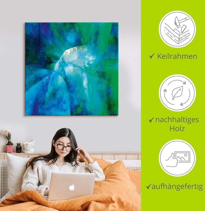 Artland Artprint Abstracte compositie in turquoise als artprint van aluminium artprint voor buiten artprint op linnen in verschillende maten - Foto 2