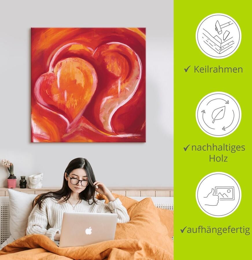 Artland Artprint Abstracte harten rood als artprint op linnen poster in verschillende formaten maten - Foto 2