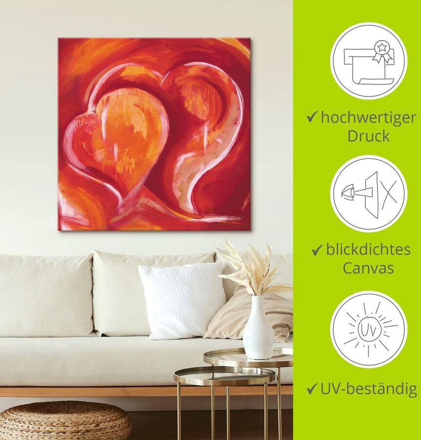 Artland Artprint Abstracte harten rood als artprint op linnen poster in verschillende formaten maten - Foto 3