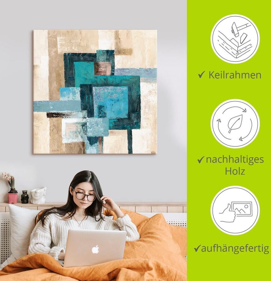 Artland Artprint Abstracte ruiten als artprint op linnen poster muursticker in verschillende maten - Foto 3