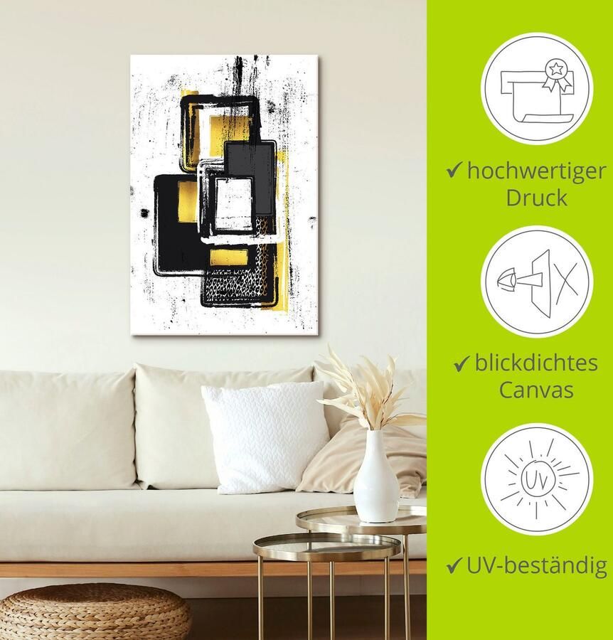 Artland Artprint op linnen Abstracte schilderkunst Nr. 3 goudkleur - Foto 4