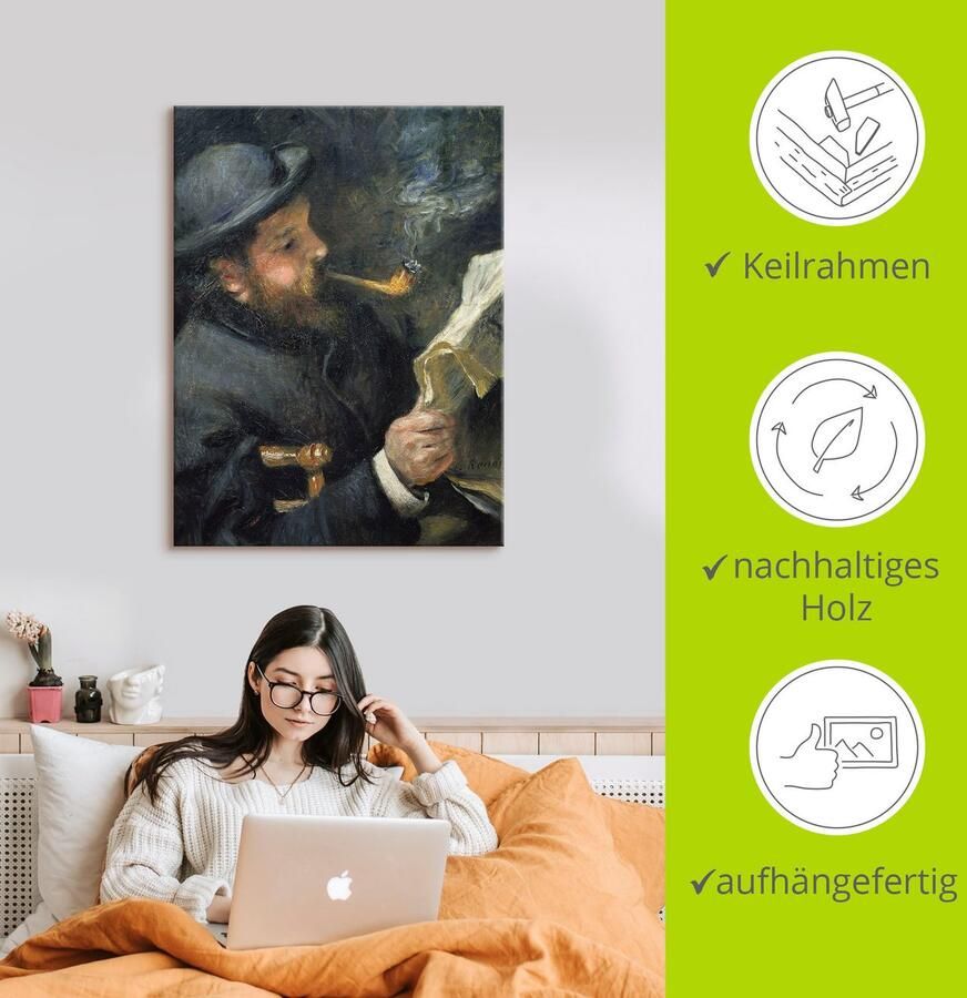 Artland Artprint Afbeelding Claude Monet met fluit als artprint op linnen poster in verschillende formaten maten - Foto 2