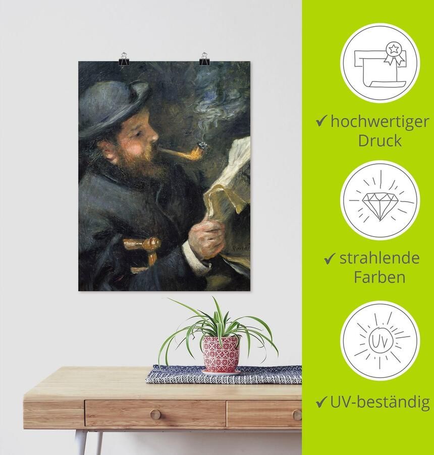 Artland Artprint Afbeelding Claude Monet met fluit als artprint op linnen poster in verschillende formaten maten - Foto 3