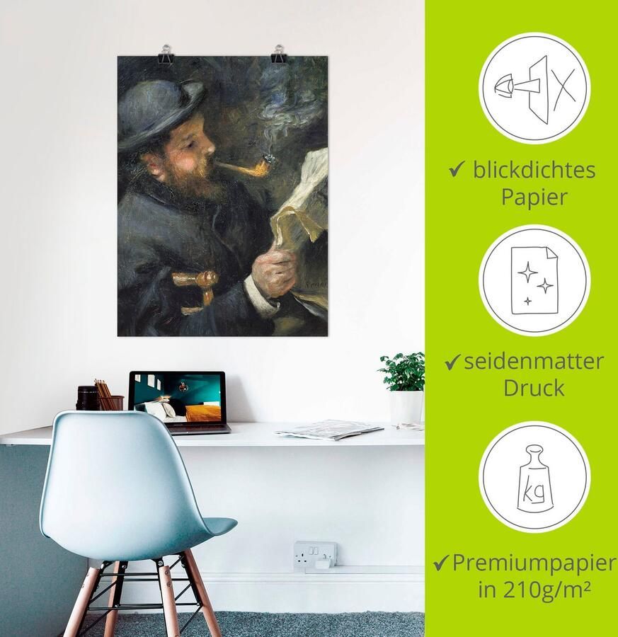 Artland Artprint Afbeelding Claude Monet met fluit als artprint op linnen poster in verschillende formaten maten - Foto 2