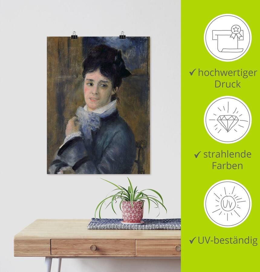 Artland Artprint Afbeelding van madame Claude Monet. 1872 als artprint op linnen muursticker of poster in verschillende maten - Foto 3