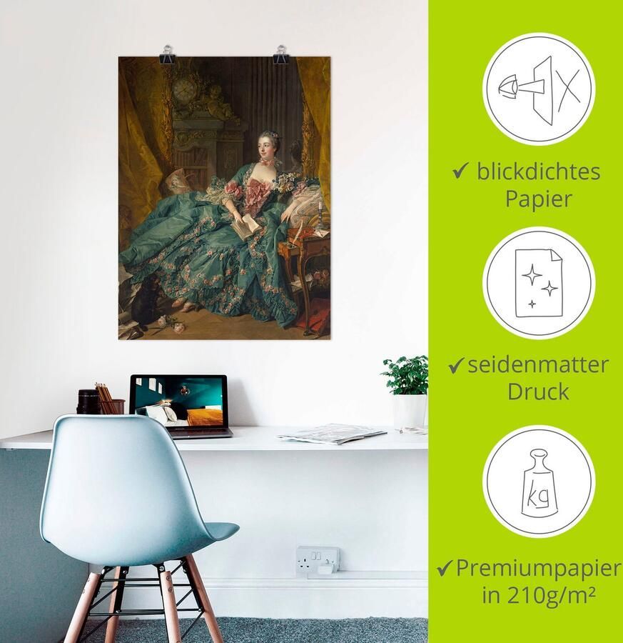 Artland Artprint Afbeelding van Marquise de Pompadour. 1756 als artprint op linnen poster in verschillende formaten maten - Foto 3