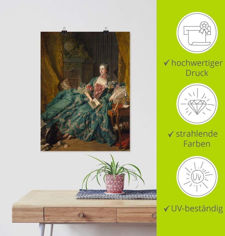 Artland Artprint Afbeelding van Marquise de Pompadour. 1756 als artprint op linnen poster in verschillende formaten maten - Foto 4