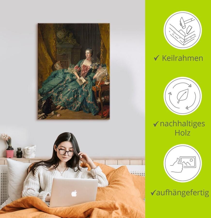 Artland Artprint Afbeelding van Marquise de Pompadour. 1756 als artprint op linnen poster in verschillende formaten maten - Foto 2