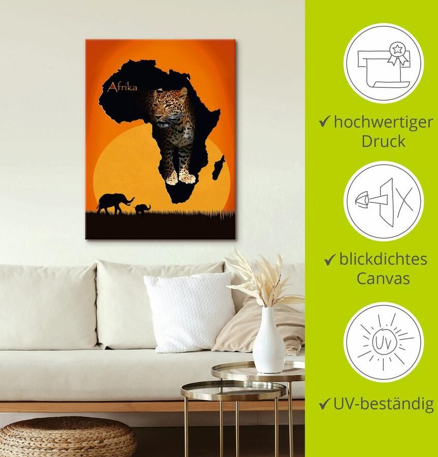 Artland Artprint Afrika het zwarte continent als artprint op linnen poster muursticker in verschillende maten - Foto 2