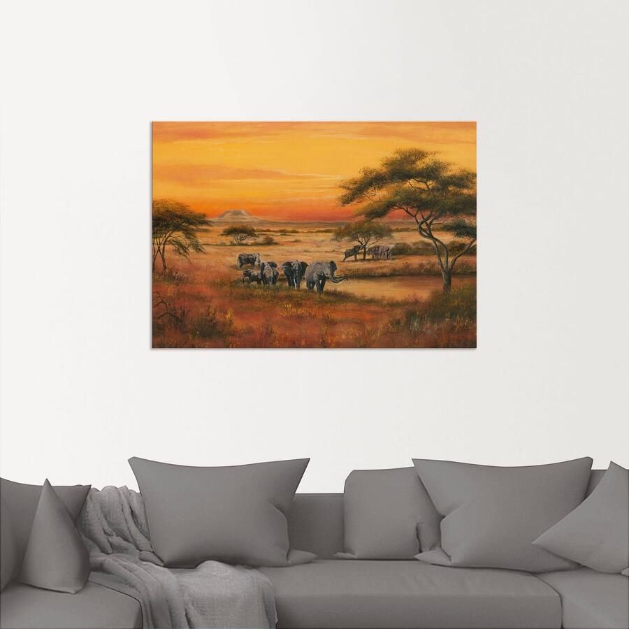 Artland Artprint Afrika Olifanten als artprint van aluminium artprint voor buiten artprint op linnen poster in verschillende maten. maten - Foto 2