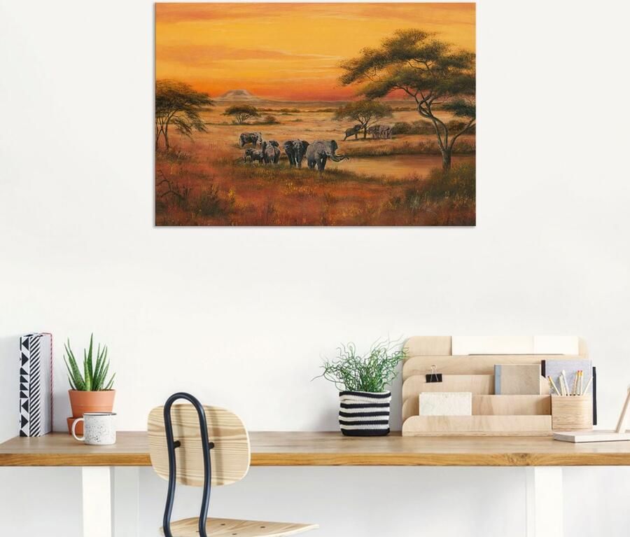 Artland Artprint Afrika Olifanten als artprint van aluminium artprint voor buiten artprint op linnen poster in verschillende maten. maten - Foto 6