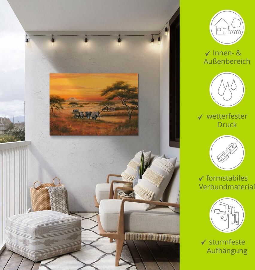 Artland Artprint Afrika Olifanten als artprint van aluminium artprint voor buiten artprint op linnen poster in verschillende maten. maten - Foto 5