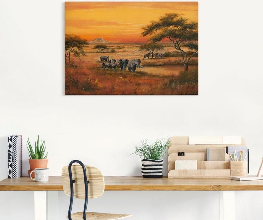 Artland Artprint Afrika Olifanten als artprint van aluminium artprint voor buiten artprint op linnen poster in verschillende maten. maten - Foto 5