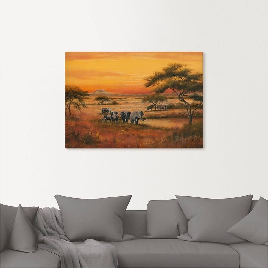 Artland Artprint Afrika Olifanten als artprint van aluminium artprint voor buiten artprint op linnen poster in verschillende maten. maten - Foto 2