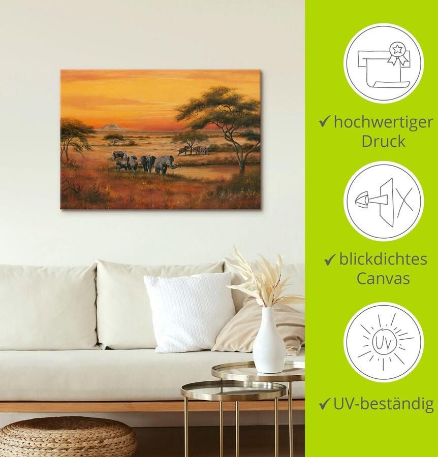 Artland Artprint Afrika Olifanten als artprint van aluminium artprint voor buiten artprint op linnen poster in verschillende maten. maten - Foto 4