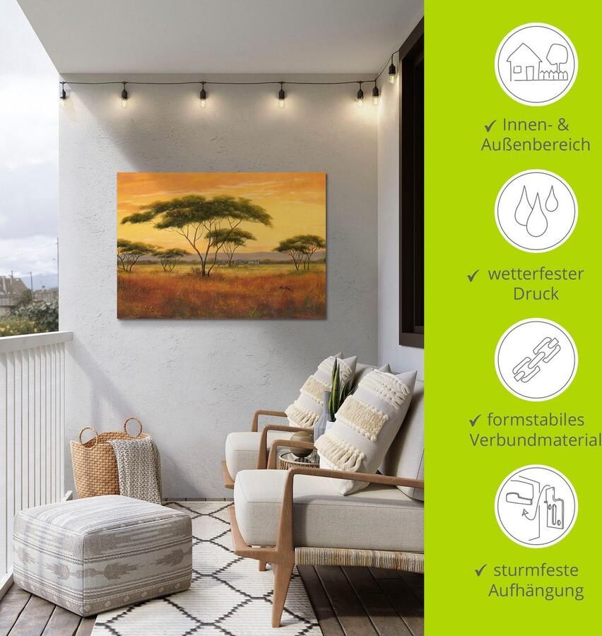 Artland Artprint Afrikaans landschap als artprint van aluminium artprint voor buiten artprint op linnen in verschillende maten - Foto 4