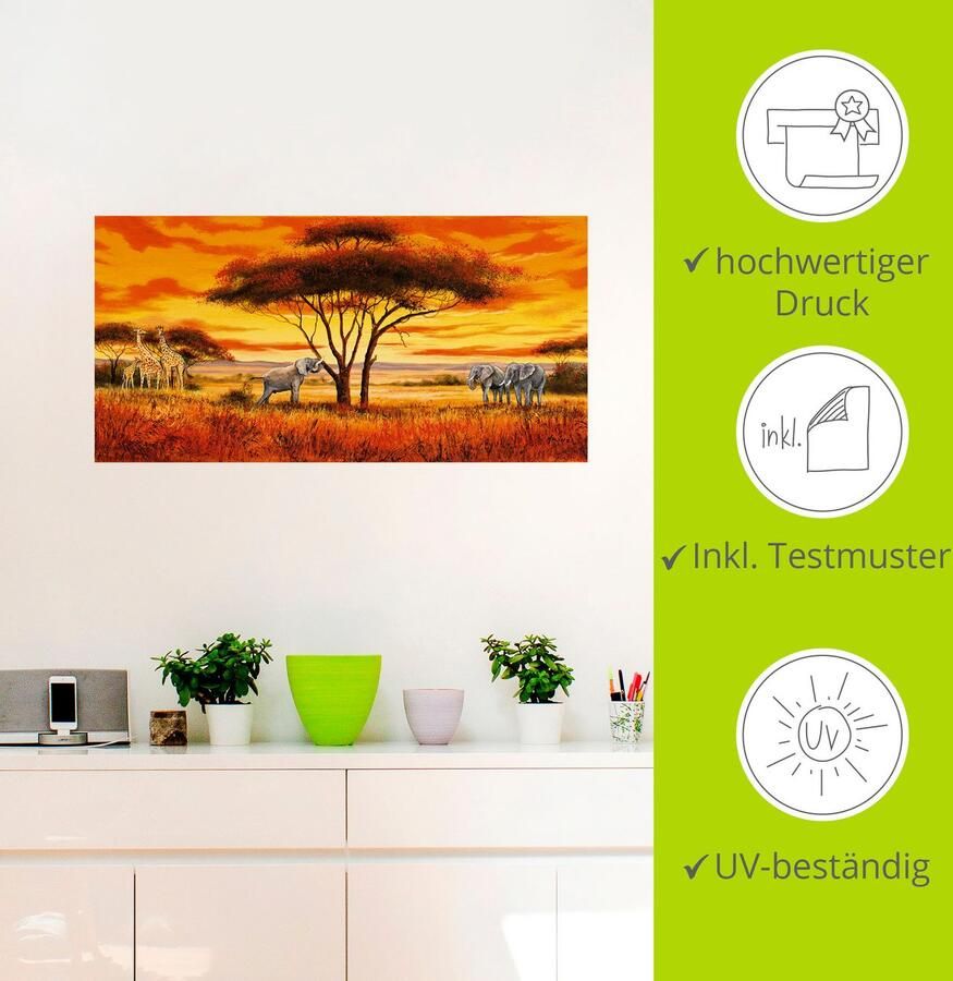 Artland Artprint Afrikaans landschap II als artprint van aluminium artprint op linnen muursticker verschillende maten - Foto 3