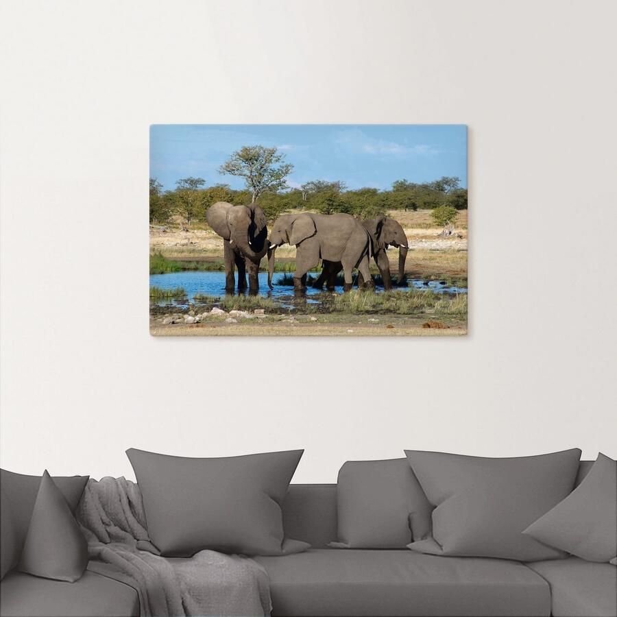 Artland Artprint Afrikaanse olifant EtoshaNationalpark als artprint op linnen muursticker in verschillende maten