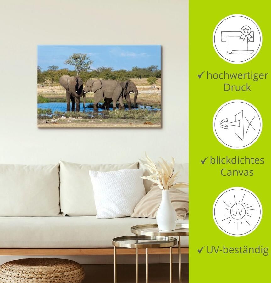Artland Artprint Afrikaanse olifant EtoshaNationalpark als artprint op linnen muursticker in verschillende maten - Foto 3