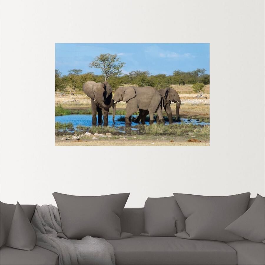 Artland Artprint Afrikaanse olifant EtoshaNationalpark als artprint op linnen muursticker in verschillende maten - Foto 3