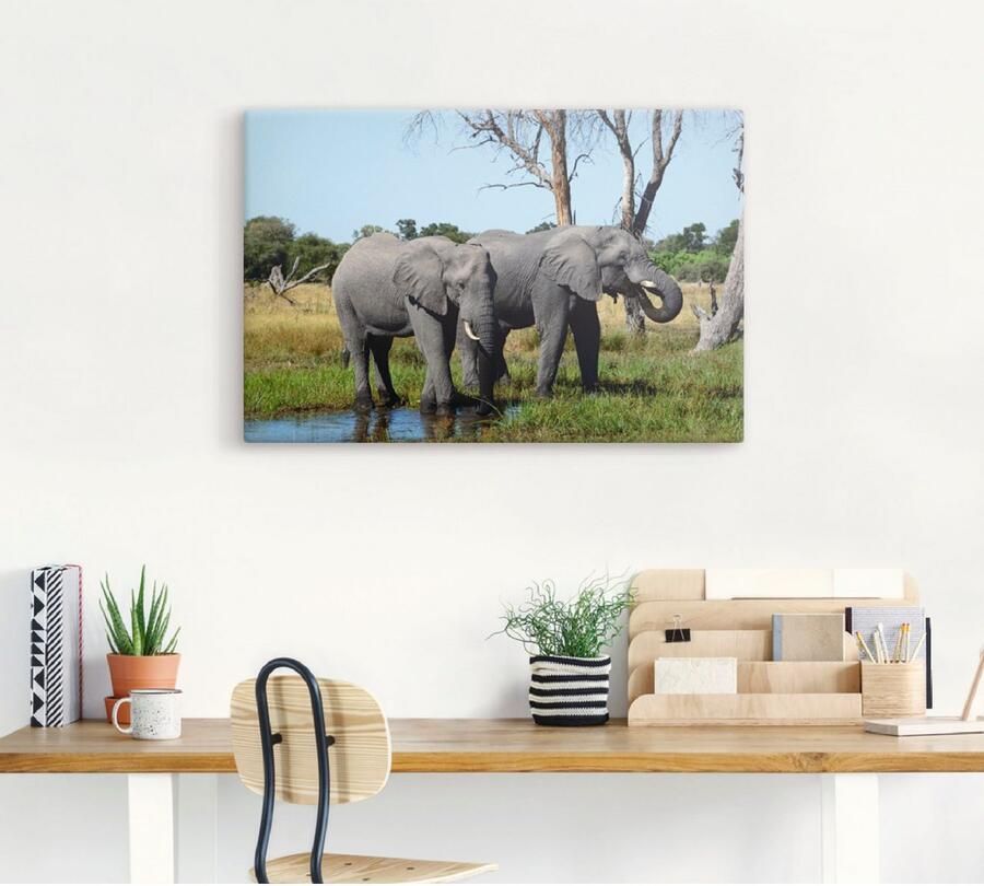 Artland Artprint Afrikaanse olifanten als artprint op linnen poster in verschillende formaten maten - Foto 3